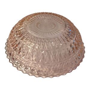 Vintage Jeanette Glass Holiday Pink 8-3/4” Large Fruit Bowl Buttons and Bows